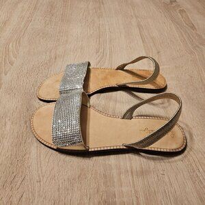 Lily Pulitzer Amelia Crystal Gold Metallic Slingback Sandals Size 9 M Womens